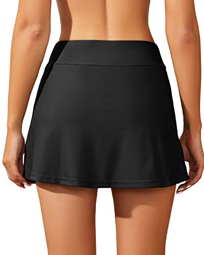 Aqua Eve Women Swim Skirt Tummy Control Swimsuit Skirt with Built-in Shorts High Waisted Split Swim Bottom2