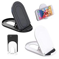ROHMERIQUE 2pcs Adjustable Foldable Cell Phone Stands for Easy Viewing and Hands-Free Use, Universal Portable Multi-Angle Mobile Phone Holder for iPhone, Samsung Galaxy, Desktop(Black& White)