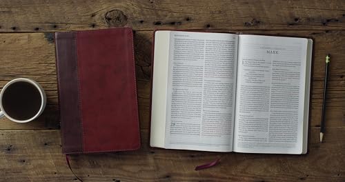 Image of ESV Large Print Thinline Bible, Red Letter (TruTone, Burgundy /Red, Timeless Design): Holy Bible, English Standard Version