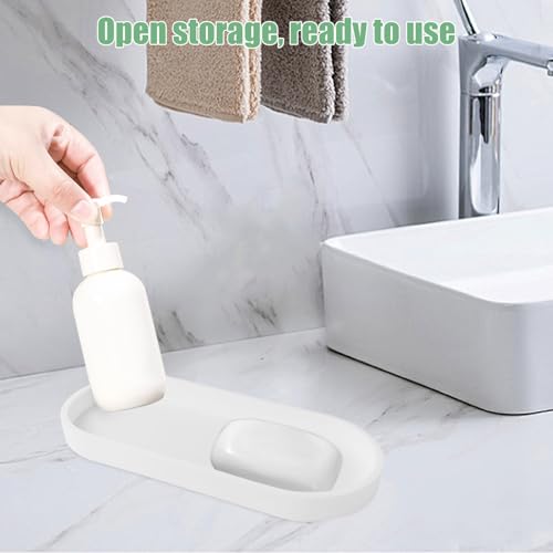 2 Stück Badezimmer Tablett Deko, Silikon Klein Tablett, Schminktisch Ablageschale, Badezimmer Deko modern Bad Accessoires, für Küchenspüle, Wohnzimmer, Waschbecken, Badewanne (weiß)