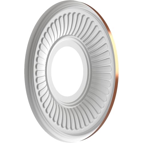 Image of Ekena Millwork CMP10BEBCO Berkshire Thermoformed PVC Ceiling Medallion (Fits Canopies up to 4 1 /2 inch), 10 inchOD x 3 1 /2 inchID x 3 /4 inchP, Bright Coat Copper