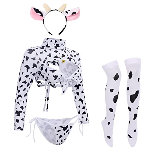 Sexy Cow Milk Leopardo Cosplay Fantasia Kawaii Outfit Anime Lolita Mini Bikini Sutiã Lingerie Conjun