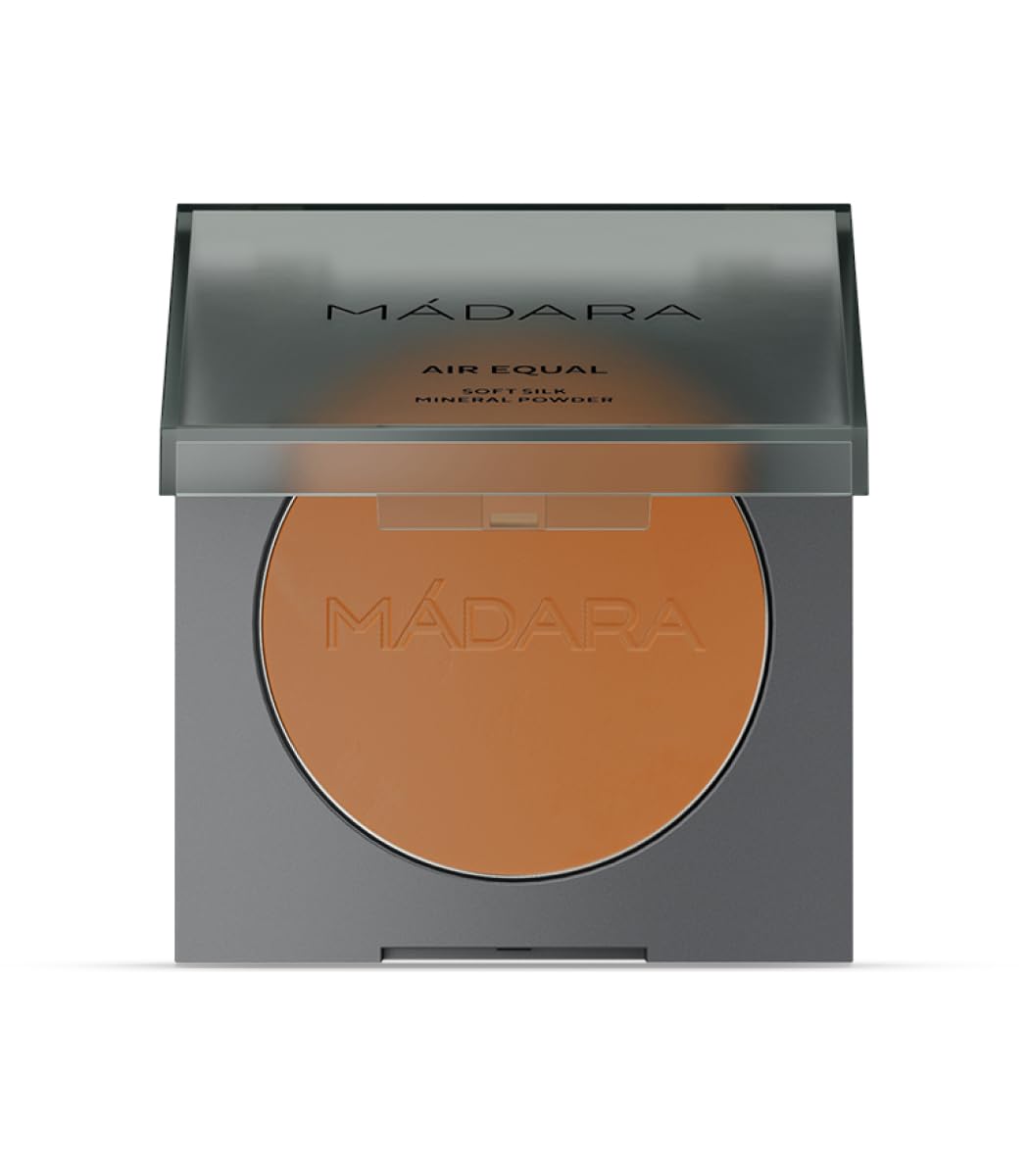 Mádara Powder Foundation, AIR EQUAL Soft Silk Mineral Powder Full Coverage 9g, #4 Deep, Matte Finish