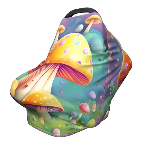 XZDHYZ Fantasy Dream Mushroom Versatile full-print Stroller Chair Cover/Nursing Cover, specially designed for your baby, Black