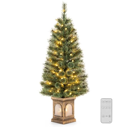 COSTWAY 120 cm künstlicher Weihnachtsbaum mit Beleuchtung, Tannenbaum...