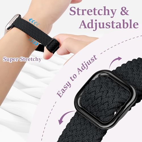 Image of Slim Braided Bands for Apple Watch Band 40mm 41mm 42mm 38mm 46mm 44mm 45mm 49mm Women,Stretchy Solo Loop Nylon Elastic Thin Narrow Skinny Strap for iWatch Ultra 3 SE 3 Series 11 10 9 8 7 6 5 4 3 2 1