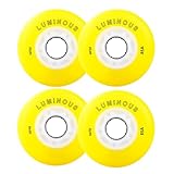 JCXYL EV 4 Pack Upgrade Light Up Roller Skate Wheels 85A Inline Skate Wheels, Luminous Flash LED Wheels Indoor Outdoor PU Lighting Skating Wheel,Yellow,76mm