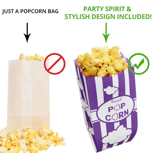 Image of CUSINIUM 1oz Purple Paper Popcorn Bags (100-pack) - Carnival Theme - Customizable