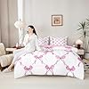Feelyou Pink Stars Bow Comforter Set with Sheets 7 Piece Full Size Cute Bowknot Bedding Set for Kids Boys Girls Bowknots Bed in a Bag Room Decor Soft Lightweight Microfiber #5