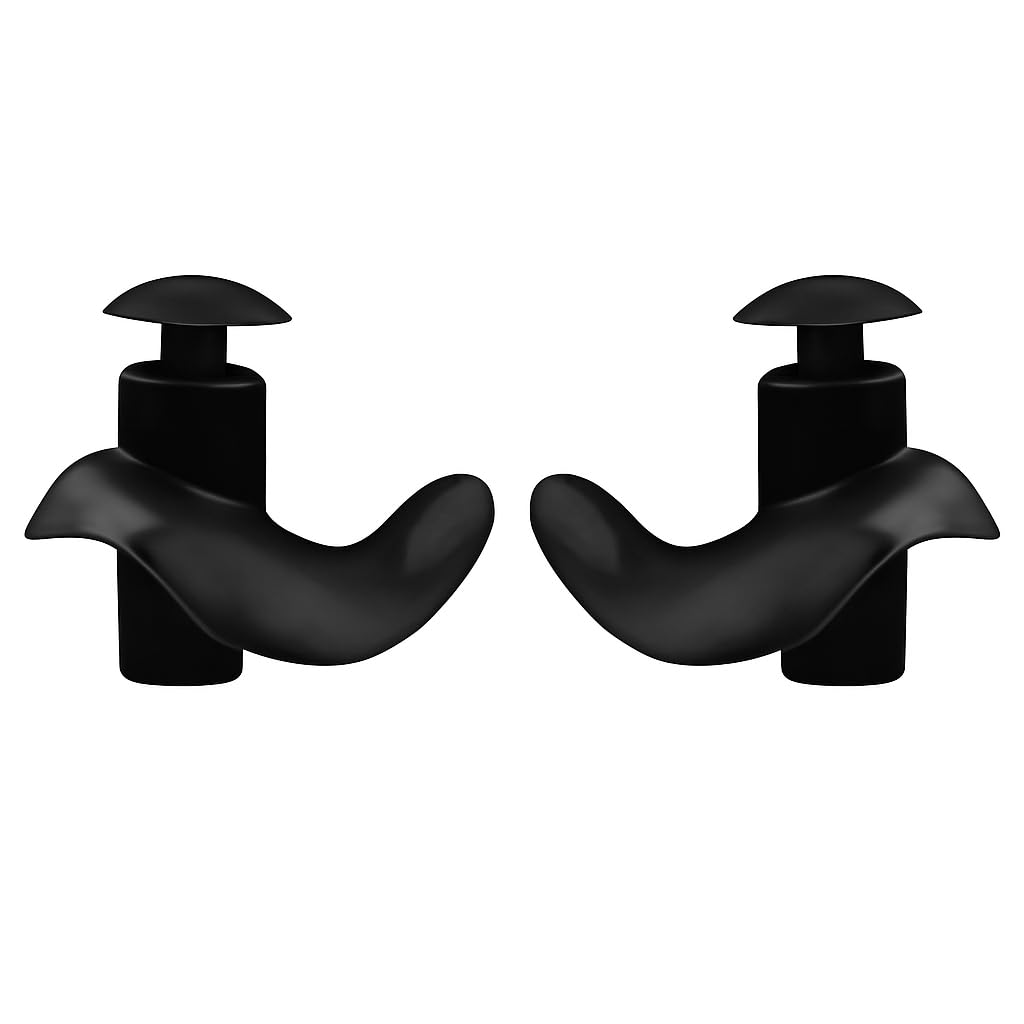 - James HealthPlus 1 Pair Earplugs Waterproof Soft Texture Earplugs Silicone Portable Ear Plugs for Water Sports Swimming Accessories W/Storage Box (Black)