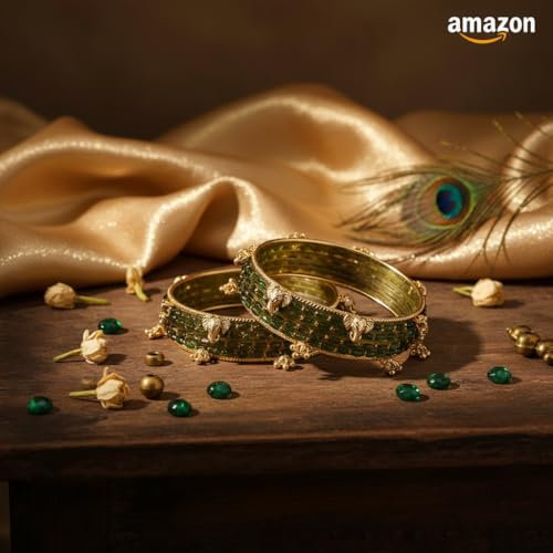Image of Kashmiri Ghangharoo Glass Bangle Set for Women| Light Weight Bangles | Traditional Transparent Fancy Glass Chudi Set for Wedding, Party|Set Of 16(12 Glass + 4 ghungroo bangles)