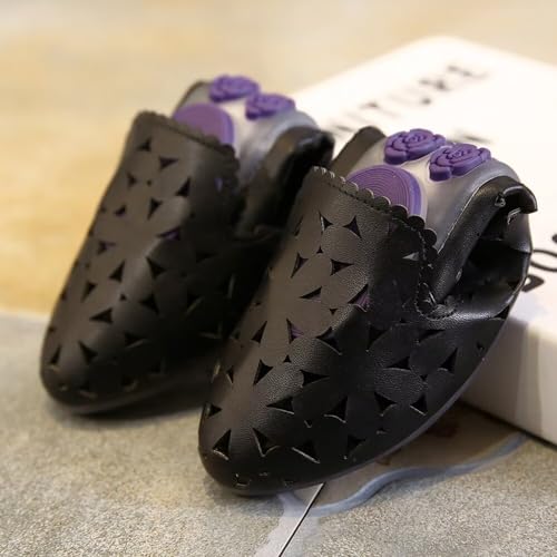 SAILING LU Women's Floral Ballet Flats for Women Black Beige Slip On Flowers Hollow Out Round Toe Dress Shoes2