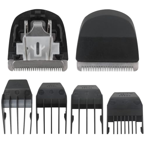 Gxcdizx 2 Pack Professional Clipper Snap On Replacement Blades w/ 4 Comb Guides for Wahl Professional peanut trimmers 8685, 8655, 8685-1301 and 8663, Black