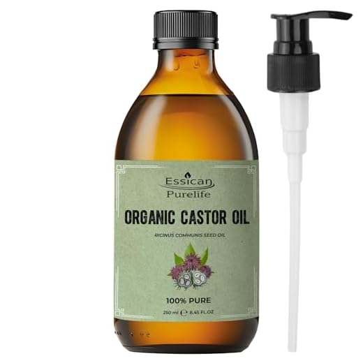 Essican Purelife Aceite de Ricino Orgánico Sin Hexano en Botella de Vidrio 250ml, 1 Pack - Aceite de Ricino Puro Prensado en Frío Natural para Piel, Rostro, Cuerpo, Crecimiento de Cabello