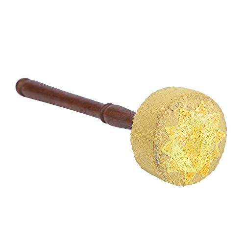 Maillet Pour Bol Chantant Tibétain – Bois De Pêche, Tête En Cuir, 17.2cm, Méditation Yoga