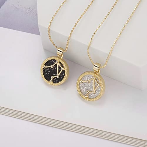 Gold Star Sign Coin Constellation Pendant Chain Necklace – Day – Scorpio (24th October - 22nd November) - Zodiac Constellation Horoscope Celestial Astrology Jewellery - Women Men Gift - Image 2