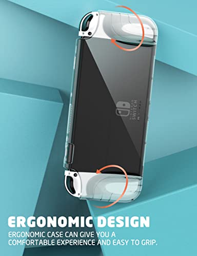 Mumba Nintendo Switch OLED 2021用ケース 有機ELモデル 保護クリアカバー TPUグリップ付き 全面保護 傷防止 指紋防止 衝撃吸収 Joy-Con コントローラー対応 [Thunderbolt シリーズ]