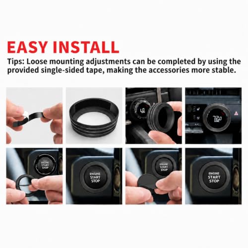 Image of for Toyota Tacoma 2024-2026 & 4Runner 2025-2026, 14-Inch Screen Aluminum Alloy Knob Cover Trim - Fits Push Start, AC, Volume & 4WD Gear Switch (Black, 6-Piece Set)