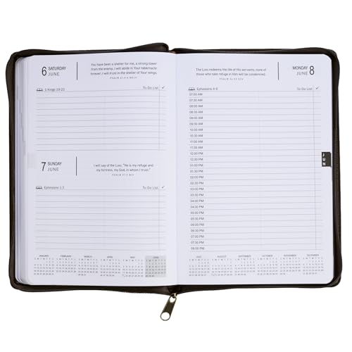 Christian Art Gifts 2026 12 Month Premium Vegan Leather Executive Daily Planner for Men & Women: Trust in the Lord Encouraging Scripture, Monthly Planning, Budgeting, Time Blocks, Zippered, Brown - Thumbnail 4