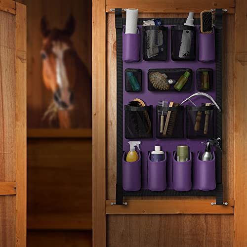 SmithBuilt Trailer Grooming Bag - Purple, Long Hanging Door Caddy for Horses