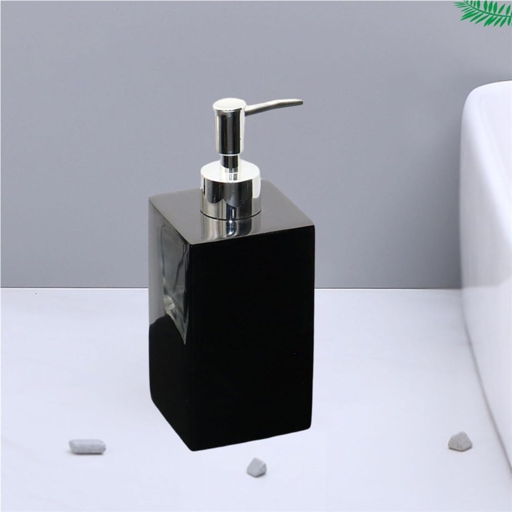 Dispenser per flacone con Pompa per Shampoo Liquido per Cucina Domestica Bianco Giallo (Nero 500 ml)