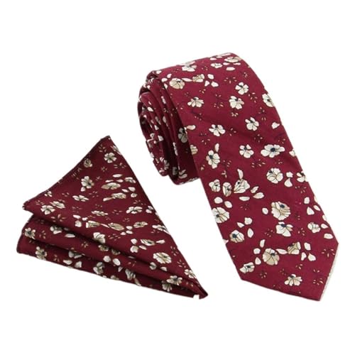 Corbata estrecha casual de algodón con estampado floral