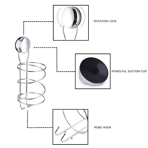 Hair Dryer Holder, Spiral-Shaped Powerful Vacuum Suction Cup Hair Dryer Rack Frame, Mount Hair Dryer Hanging Rack - Thumbnail 4
