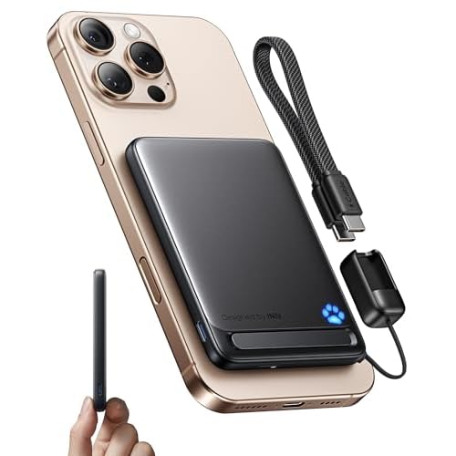INIU Qi2 Certified 20W Magnetische Powerbank, 5000mAh Ultra Slim Externe Batterie, Travel Wireless Powerbank Schnellaufladung für iPhone 16 15 14 Pro Max Mag Safe Case Black Black 5000mAh