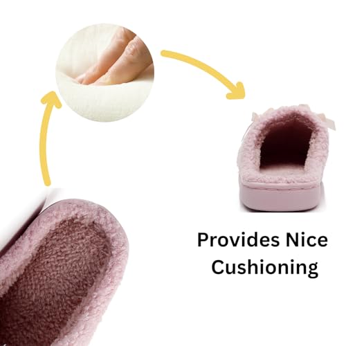 Women Slippers Cute Bows Cozy Fleece Indoor Outdoor Shoes Anti-Slip Sole, Cute Winter House Wearing2