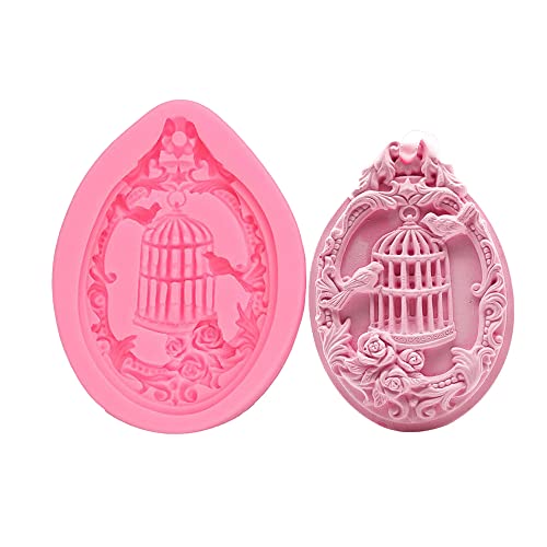 Cestony Rose and Bird Cage Epoxy Resin Silicone Mold for DIY Pendant Wall Hanging Decoration Jewelry Aromatherapy Plaster