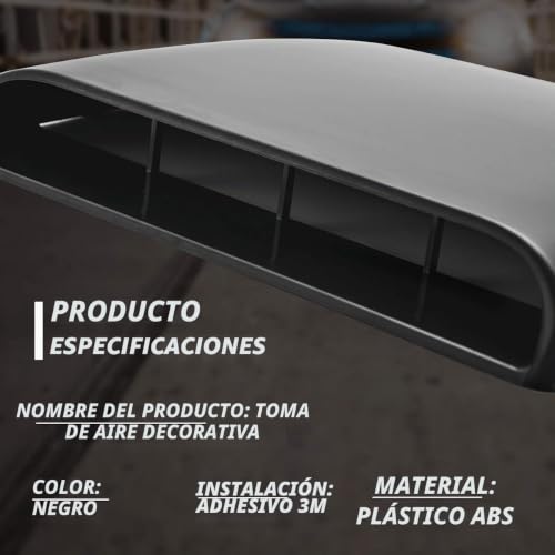Toma de aire decorativa entrada de capó universal para personalización de coches 4