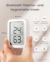 SwitchBot Thermometer Hygrometer Innen, Bluetooth Hygrometer Digital Temperatur Feuchtigkeit Sensor mit APP & Datenspeicherung, Taupunkt/VPD/Absolute Feuchtigkeitssensor – Ansicht 2
