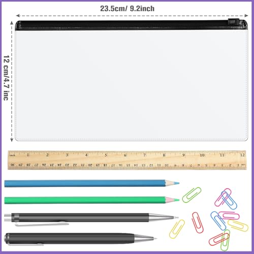 Marspark 100 Pcs Plastic Poly Envelope Small Clear Envelopes with Zipper Pencil Pouches Bulk A6 Pencil Bags for Cash Money Pen Document Office Supplies 9.2 x 4.7 Inches (Black) - Image 2