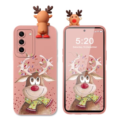 Xylota Navidad Funda para Samsung Galaxy S22 5G 6,1", 3D Muñeca Cute Christmas Motive Cárcasa, Suave Silicona Antigolpes Protectora Bumper Muñeca Case Cover, Alce02