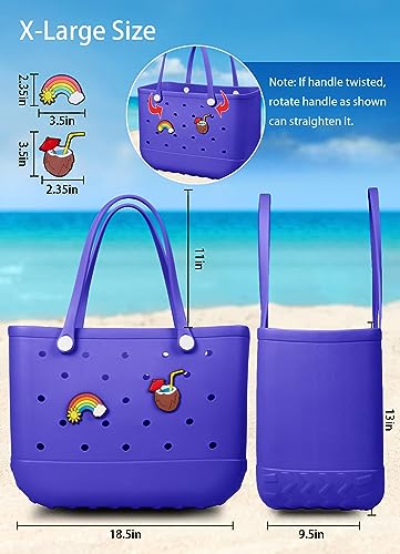 Beach Bag Rubber Tote Bag - Waterproof Travel Bag for Women Washable Tote Bag Handbag for Sports Beach Market Pool