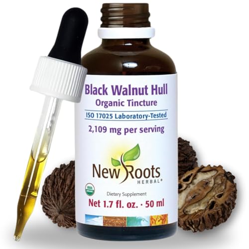 Wild Black Walnut Hull Tincture | Organic Liquid Drops (50 ml) | Super Concentrated, Powerful Detox and Cleanse Herbal Supplement Extract (2109 mg/Serving) | 10 Servings for Gut & Digestive Support