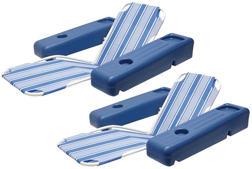 Poolmaster Caribbean Heavy-Duty Retro Floating Chaise Pool Lounge Recliner with Beverage Holders, 2-Pack