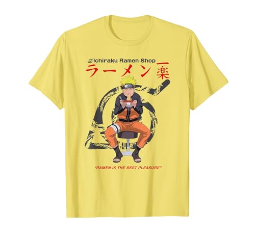 Naruto Shippuden Ichiraku Ramen Shop Naruto Anime T-Shirt, Men, Lemon Yellow, X-Large