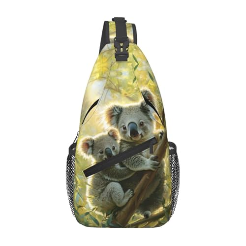 Mochila Pequeña Unisex Sling con Estampado de Hojas Koala