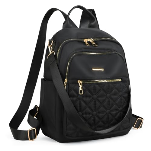 HTTDSLF Mochila Antirrobo para Mujeres y Chicas, Bolso Mochila Multifuncional Casual, Bolsa de Viaje Casual, Bandolera Multifuncional, Adecuado para Viaje Escuela Compras y Trabajo, Negro