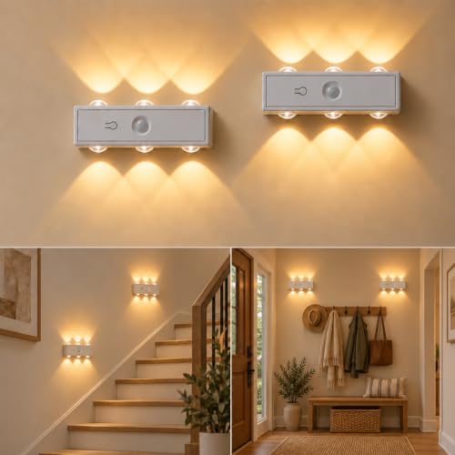 Lazukes Motion Sensor Wall Light Rechargeable Battery Operated Wall Sconces | Wireless No Drill Indoor Lamp, Peel and Stick 3CCT Magnetic Adhesive Wall Sconce for Hallway Stair Bedroom Closet - image 1