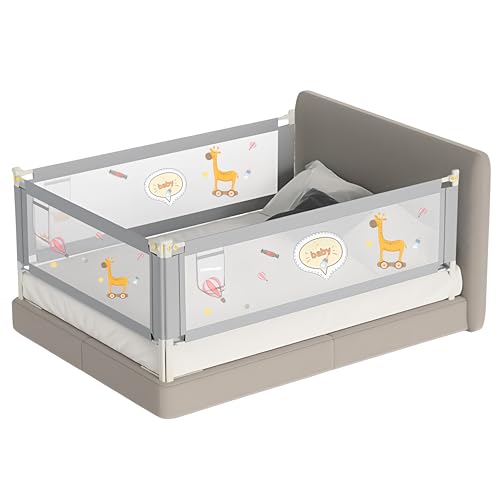 Image of KidDough Bed Rail Guard for Kids Safety Bed Rail for Baby Safety (6.5ftX6.5ftX6.5ft, 3 Sides, Grey)