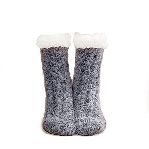 Husmeu Damen Warme Pantoffel Socken Weihnachten Fuzzy Socken, Winter warme Damen Stoppersocken warme Anti-Rutsch Hüttensocken, Schwarz Cover