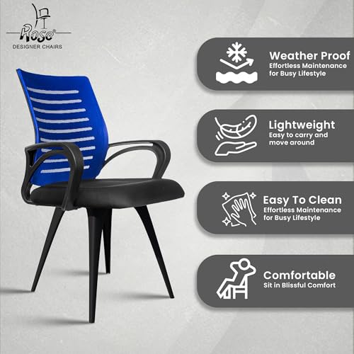 Image of ROSE Elite | 3 Years Brand Warranty | Ergonomic Office Chair, Study, WFH, Revolving, Rolling, Desk, Task, Laptop, Student Chair (Blue, Elite MB Reception)