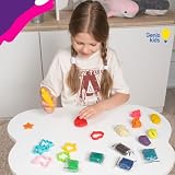 Genio Kids Zestaw Nietoksycznej Plasteliny dla Dzieci 12 Kolorów z 7 Formami do Modelowania, Plastelina dla Dziecia z Akcesoriami, Сiastolina Masa Plastyczna Zestaw