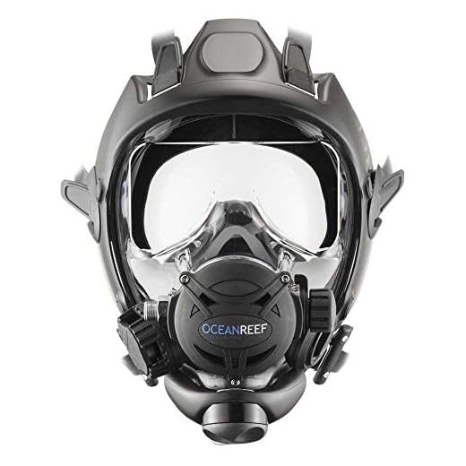 OCEAN REEF Unisex Space Extender Integrated Full Face Diving Mask, Black/Black, Medium/Large