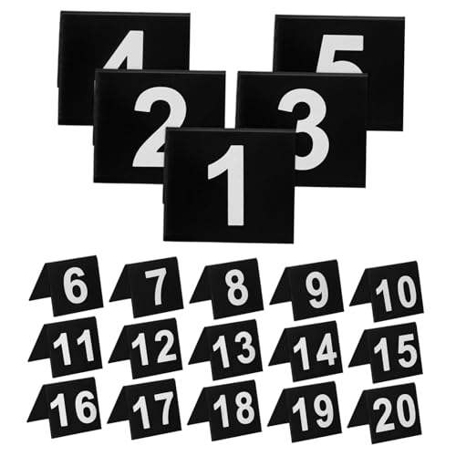 Numéros de table en acrylique noir de V pour banquet et mariage | Lot de 1 à 20