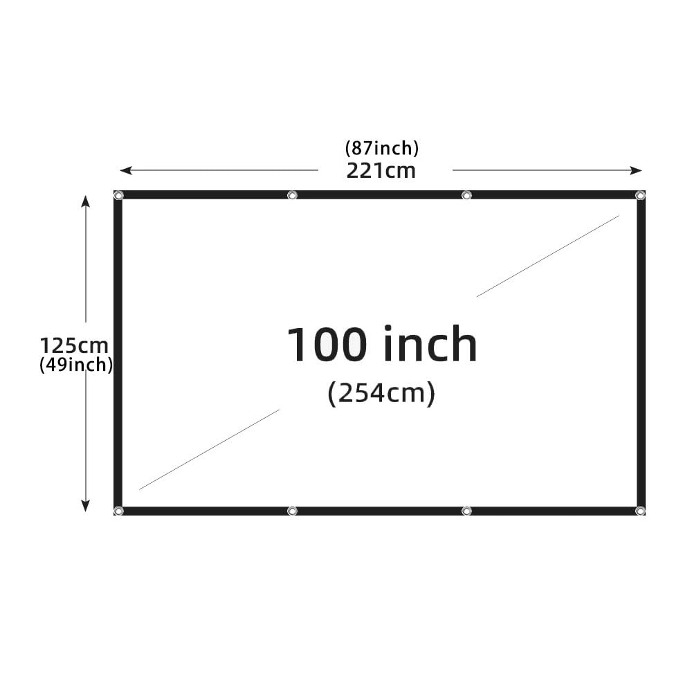 Schermo di proiezione, Schermo for proiettore bianco antipiega morbido ad alta densità portatile pieghevole(100 inch)