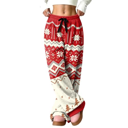 Wide Leg Pants Woman Baggy Baggy Christmas Print Flannel Casual Trousers | Buffalo Plaid, Plush, Christmas Graphic, Fuzzy, Soft, Thermal, Sleep Pants, Travel, Lounge, Weeekend, Fall and Winter Outfits - image 5
