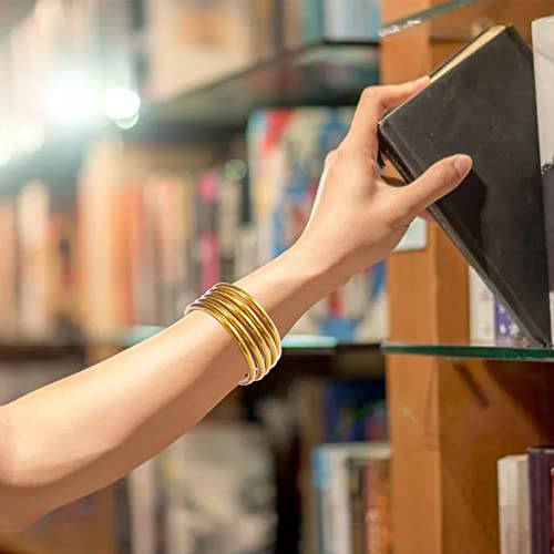 Zeedix 5 Pack Sparkling Fashion Gold Bangles, Soft Silicone Glitter Filled Jelly Bracelet Idea Gift For Girls And Ladies #TOP5